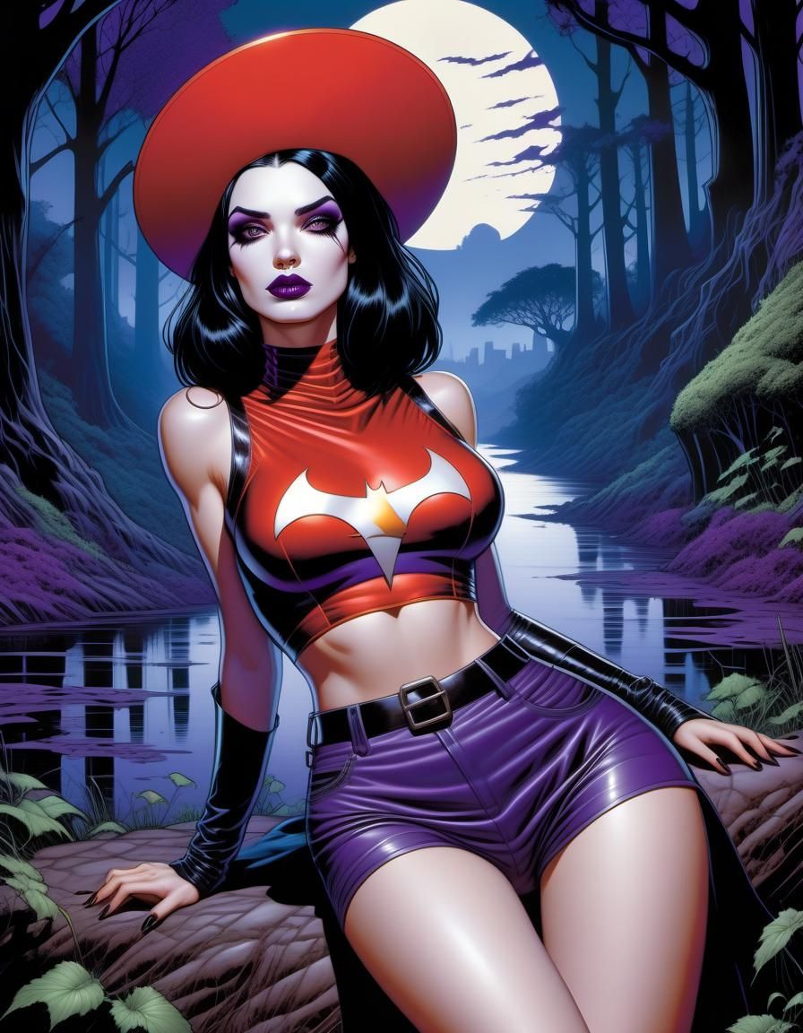 Goth Girl Portrait in Comic Book Art Style