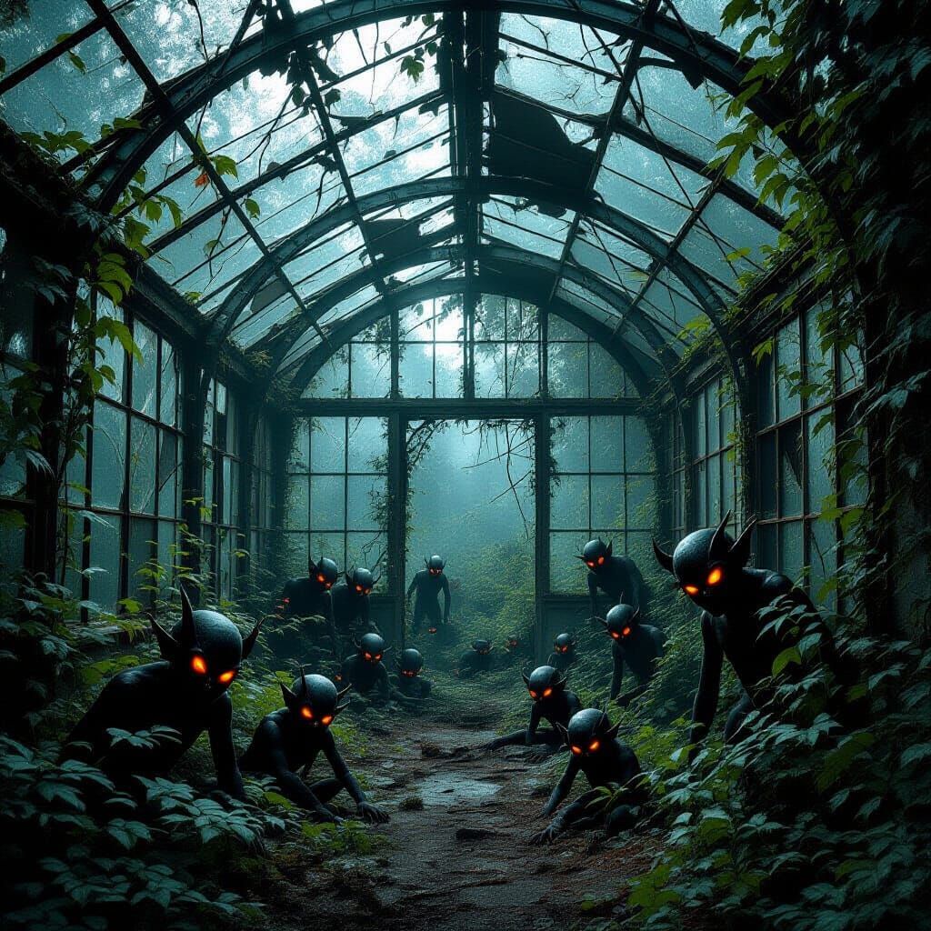 Creepy Demons Lurk in Abandoned Greenhouse