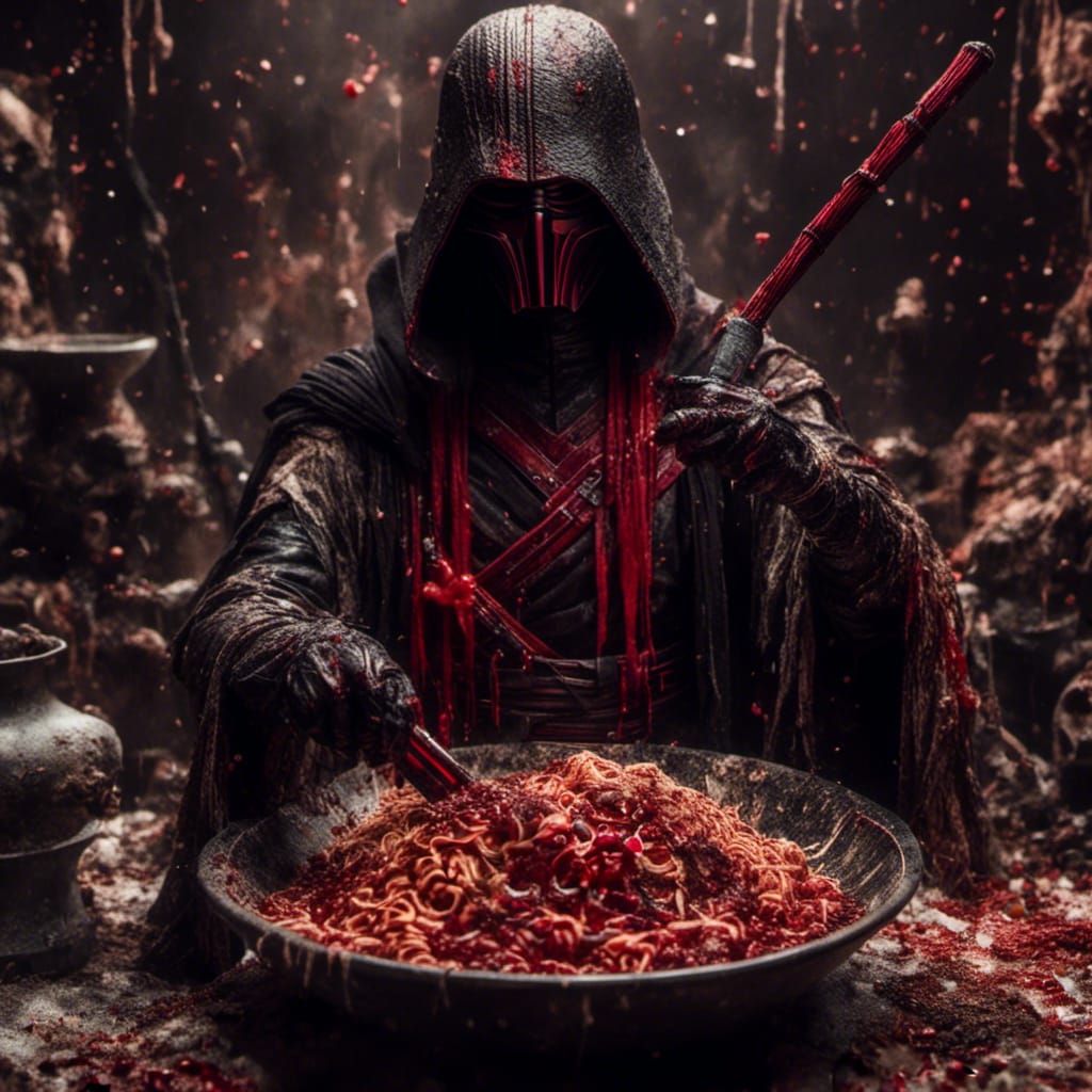 Macabre Star Wars Sith Lord with Ramen Saber