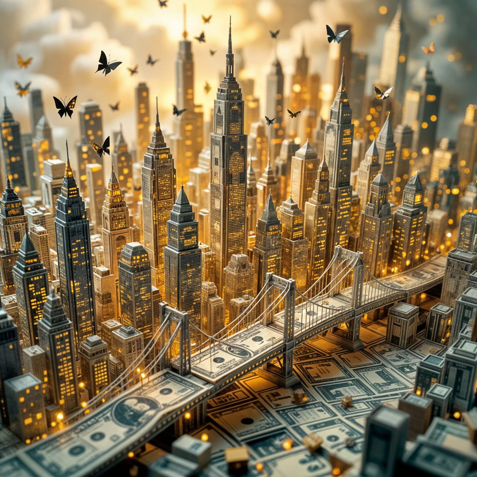 Money Cityscape: A 3D Masterpiece of Paper Currency