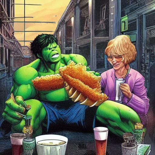 Hulk's Cinematic Snack: Fish and Chips, Comic Art