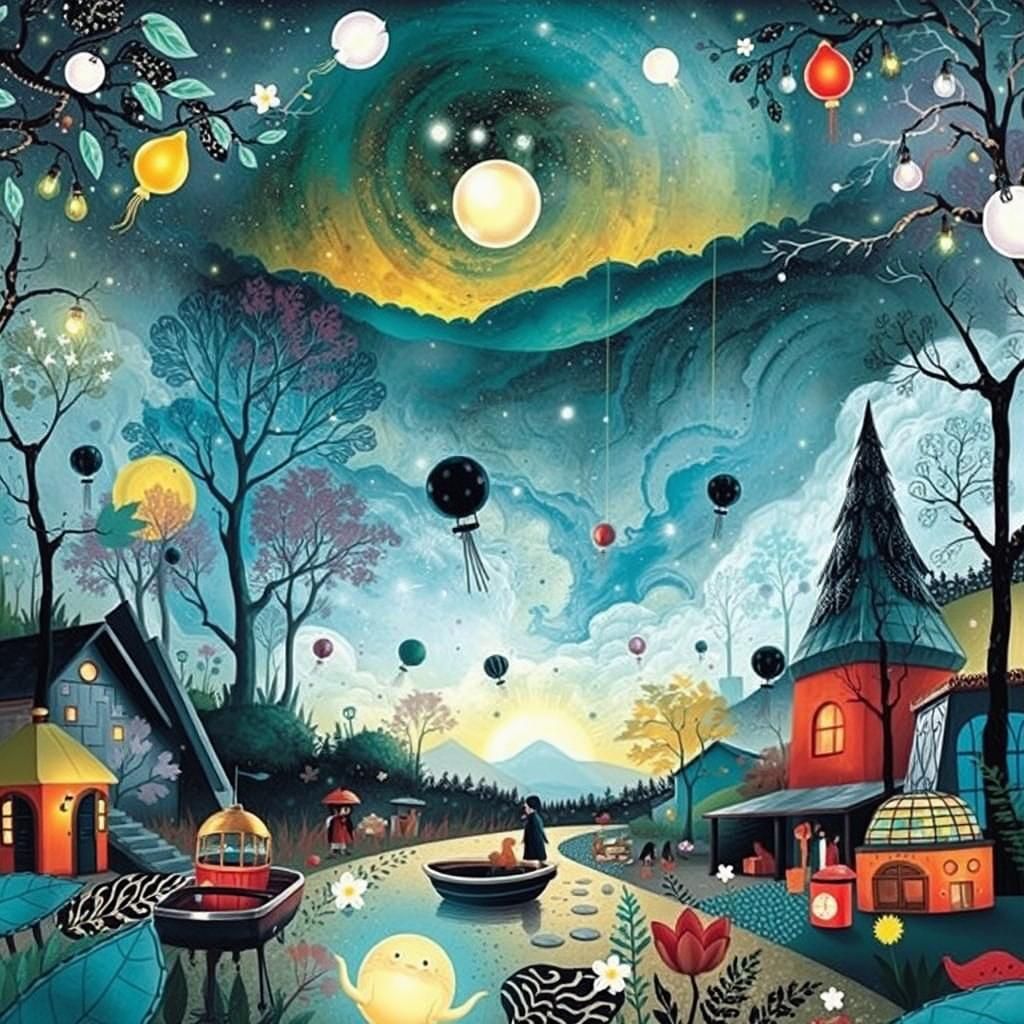 Luminous Beings in Enchanted Night Forest