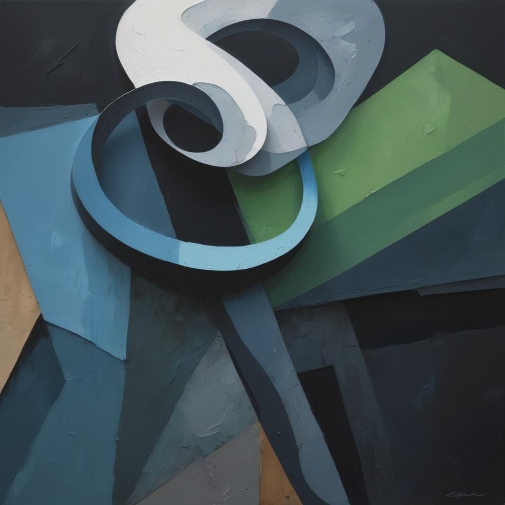 Abstract Layered Shapes Painting in Urban Sketch Style