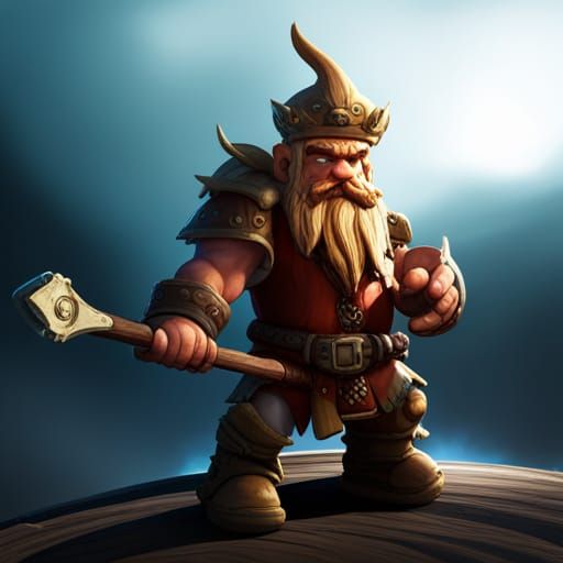 Blonde Dwarf with Slingshot: Dark Fantasy Concept Art