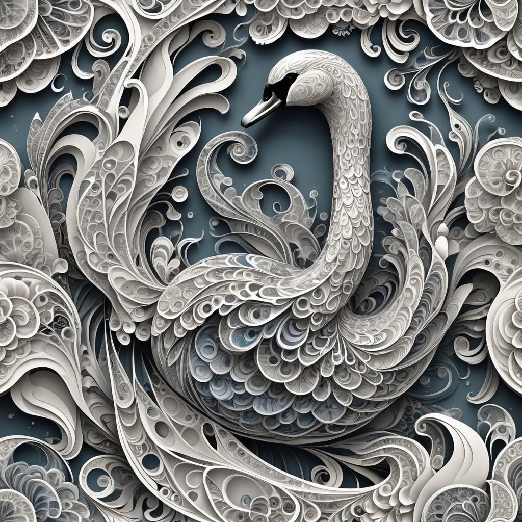 Abstract Fractal Swan with 3D Shading