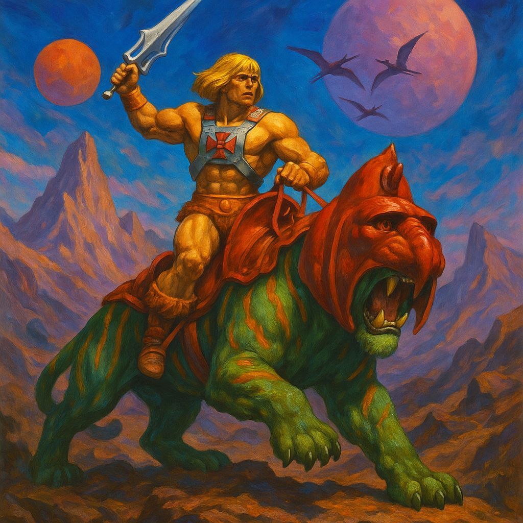 He-Man and Battle Cat on Alien World