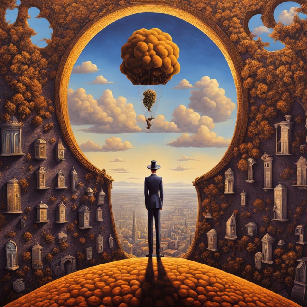 Dreamlike Arrest in a Surreal Cityscape