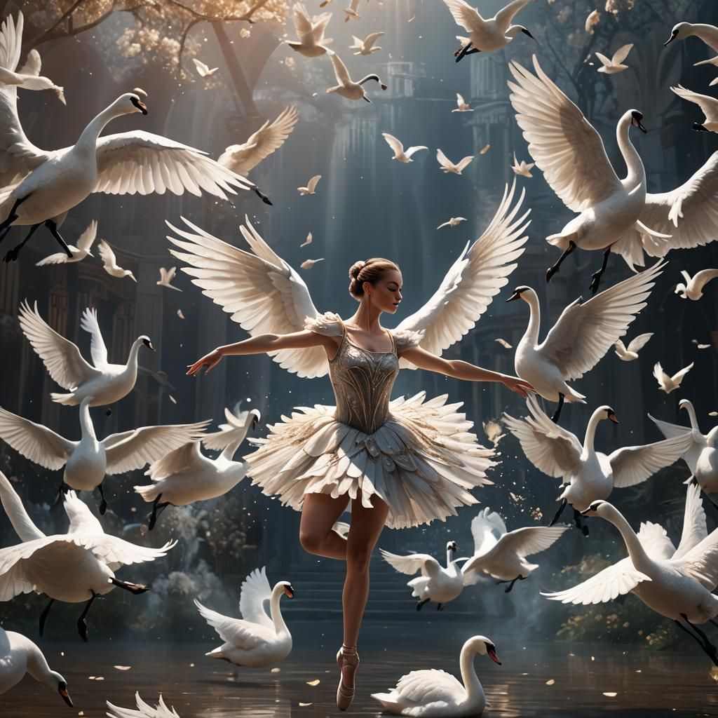 Swan Ballerina in Flight: Fantasy Concept Art