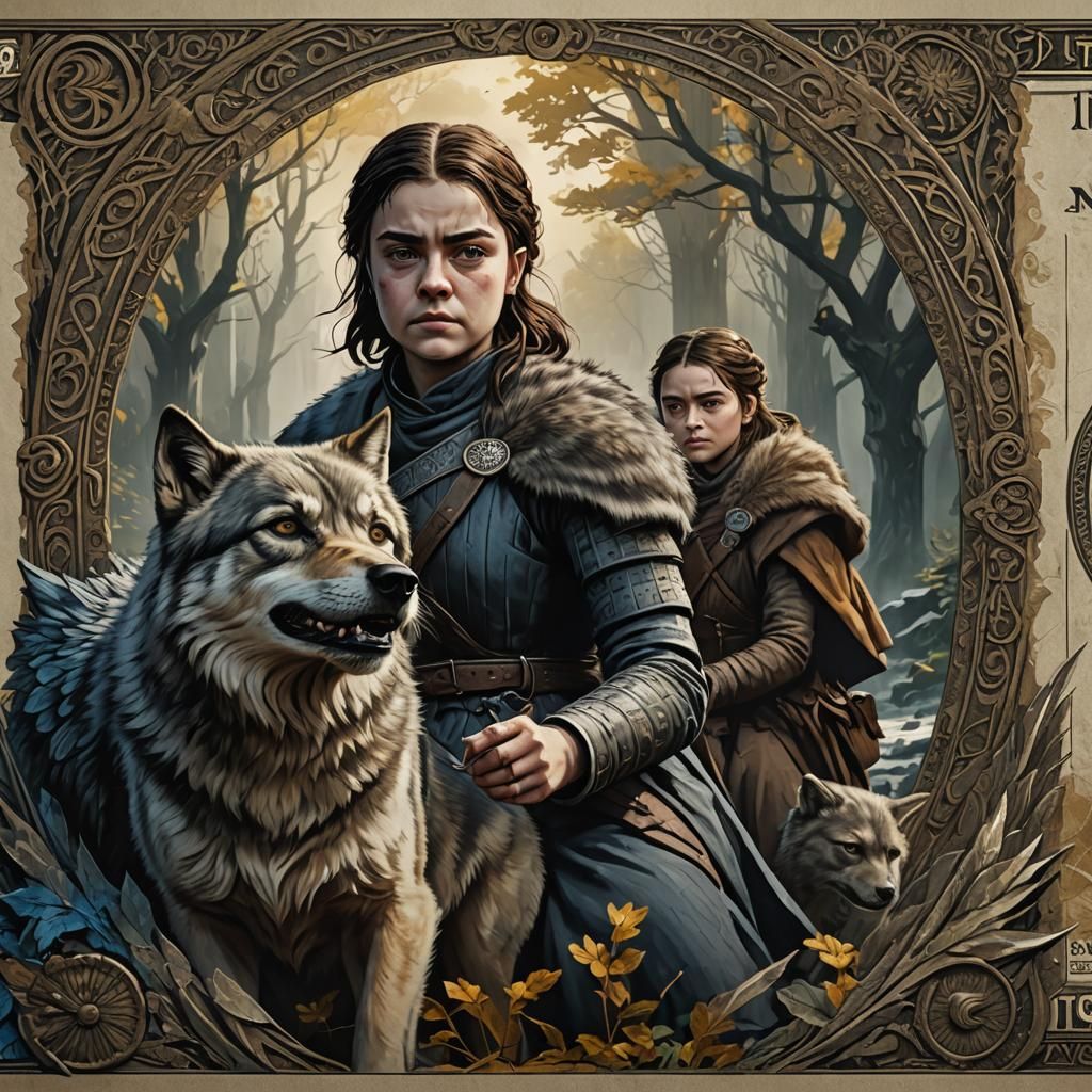 Arya Stark and Nymeria Art Banknote