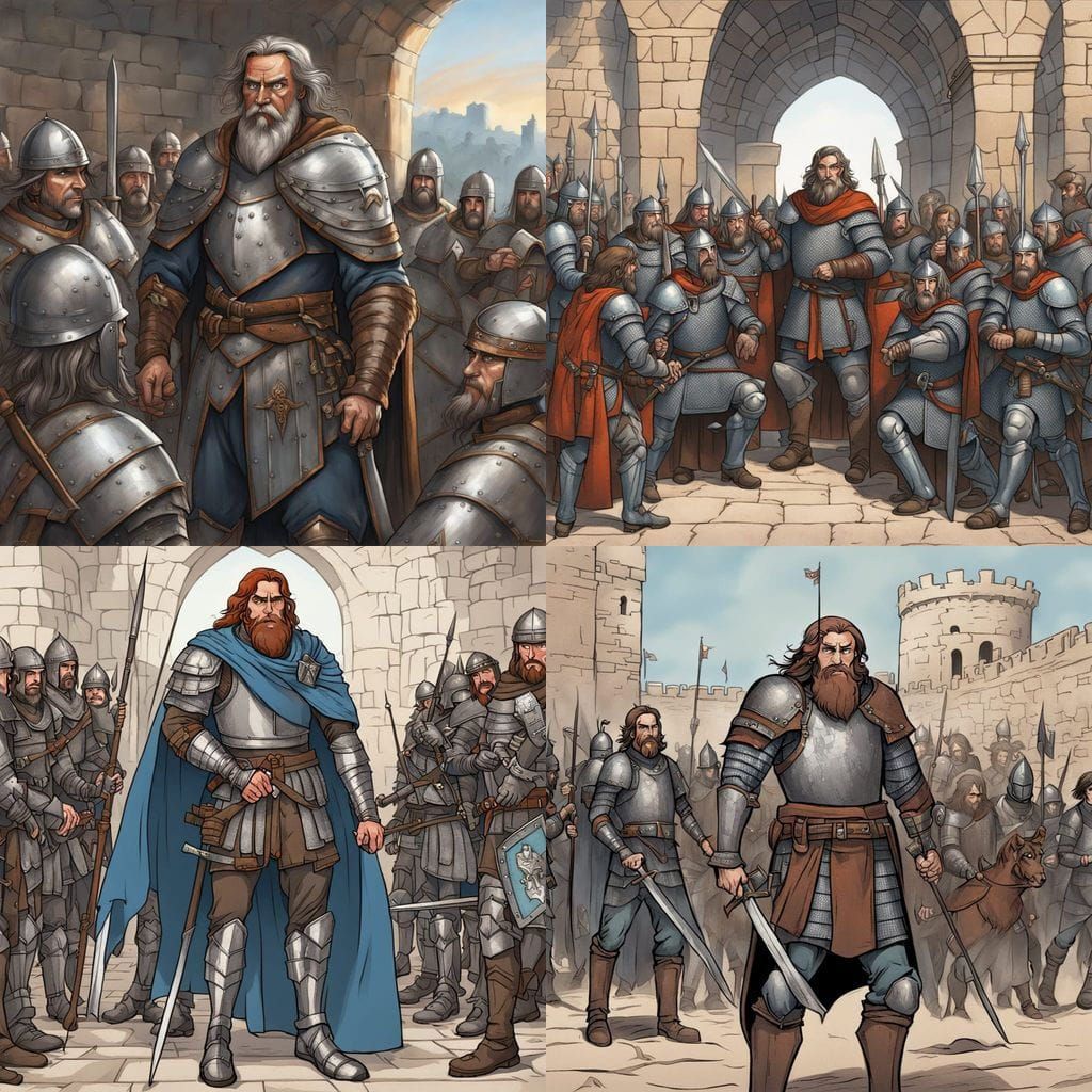 Knight Commander Gives Orders in Fortress