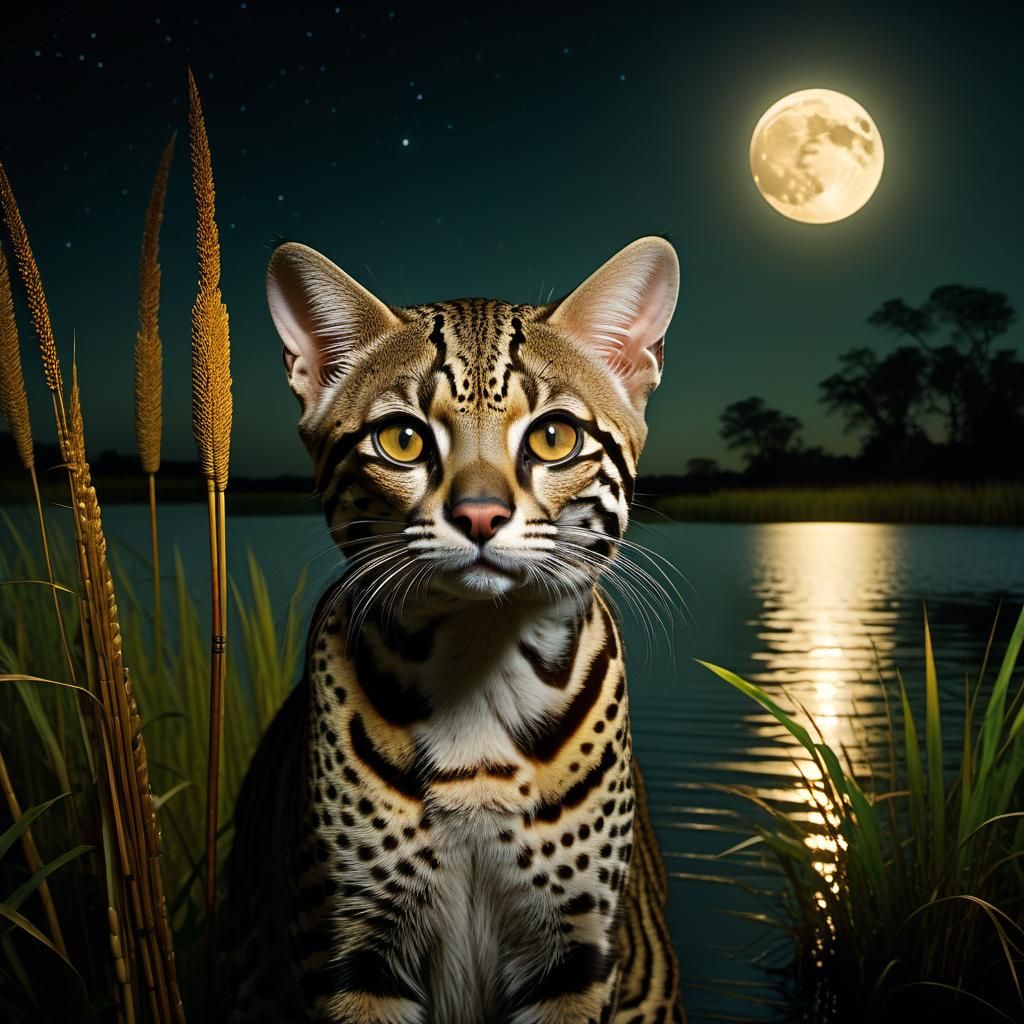 ocelot in the moonlight