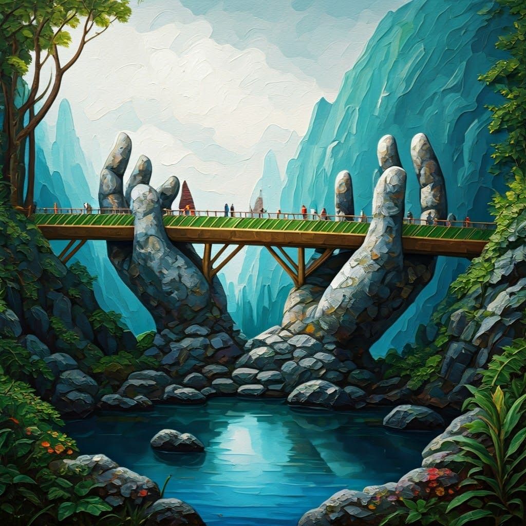 Fantasy Bridge in Impasto Painting Style