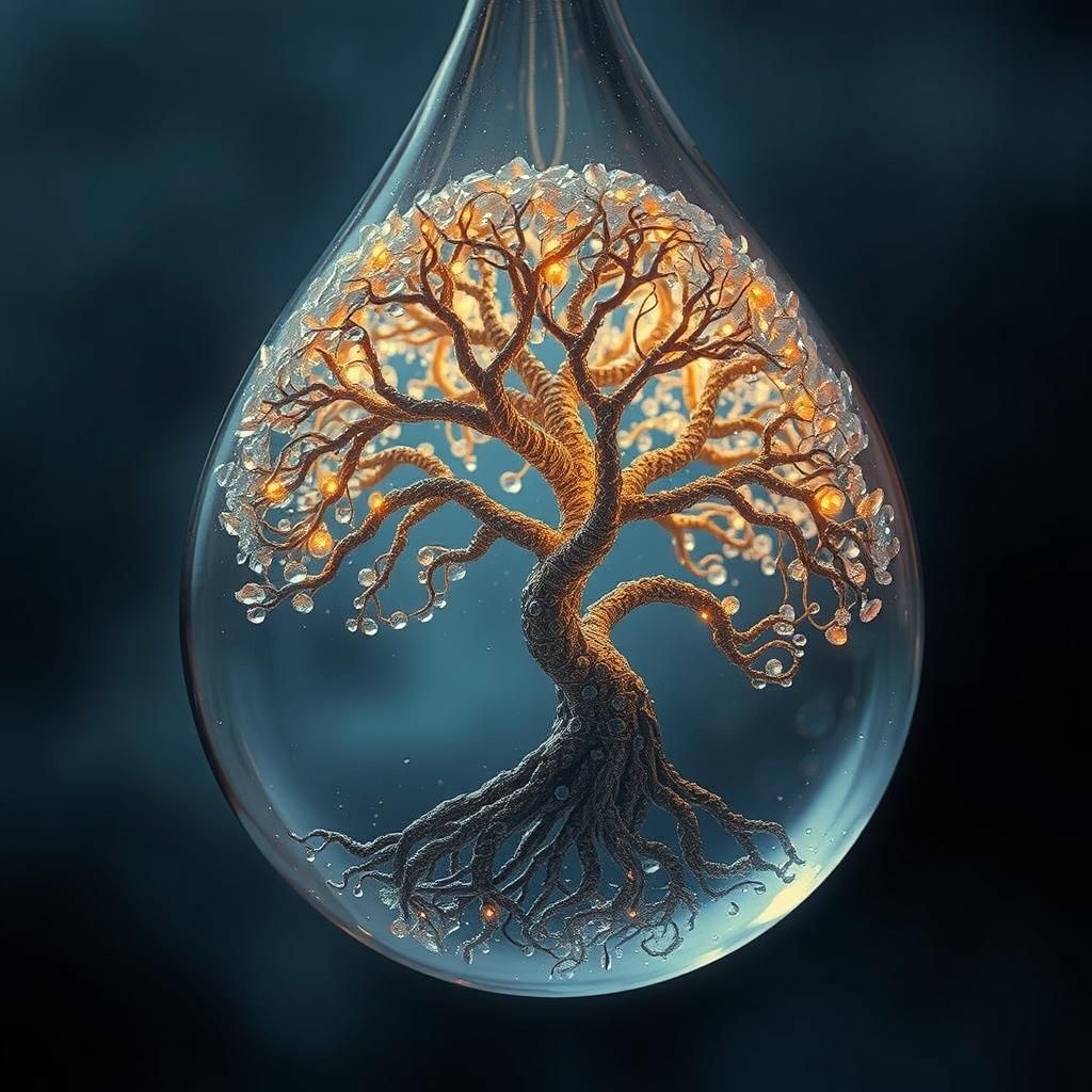 Sparkling Tree of Life in Water Drop