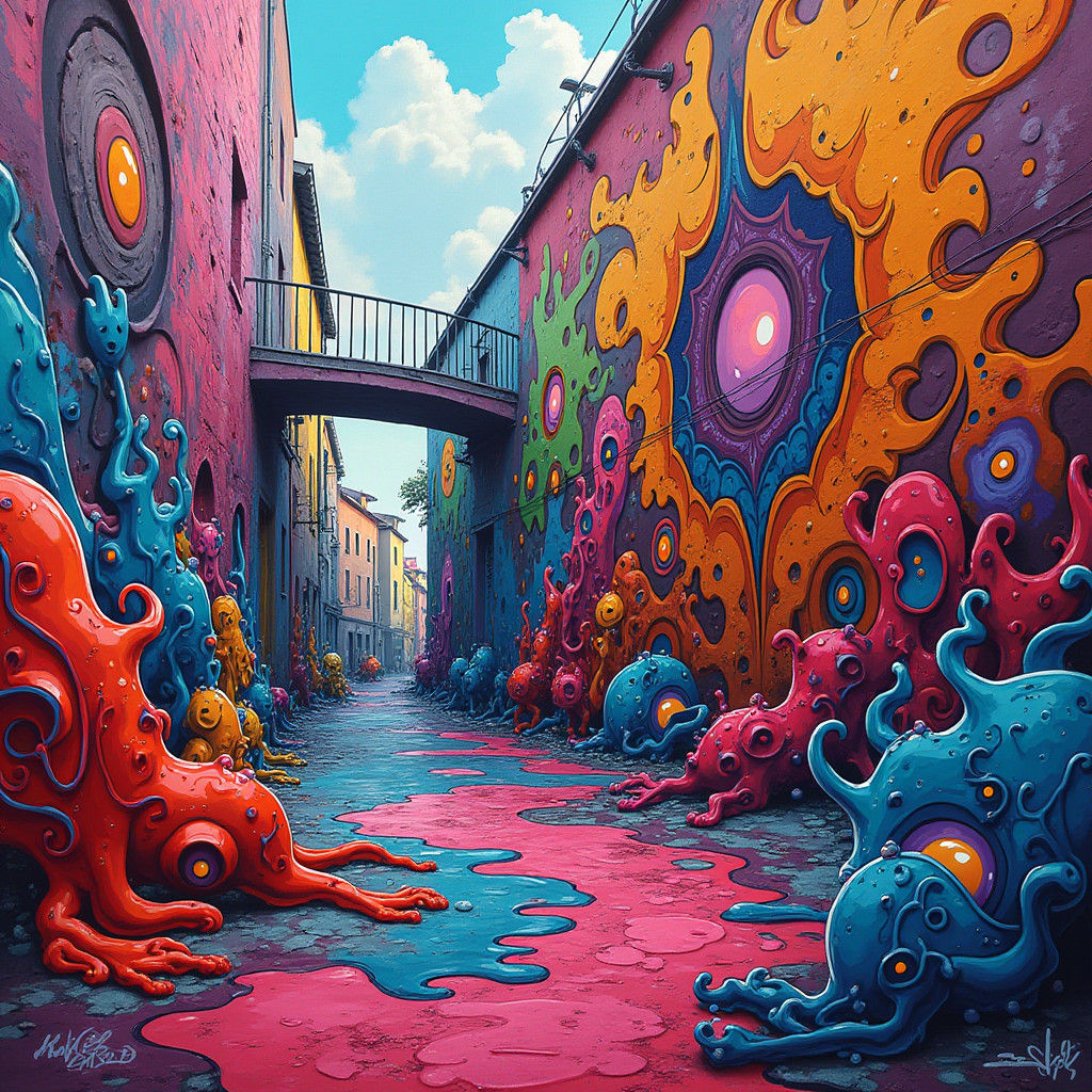 Graffiti Art Scene in Street Art Style