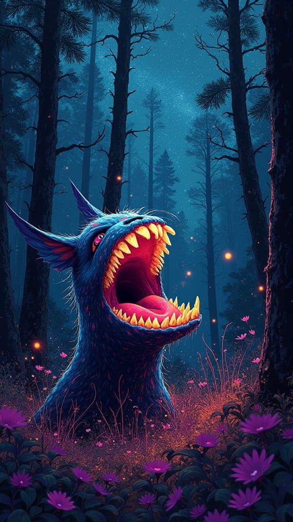 Starlit Screaming Figure in Vibrant Graffiti Style