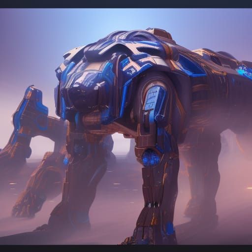 Mecha Tiger Blueprint: Detailed Fantasy Concept Art