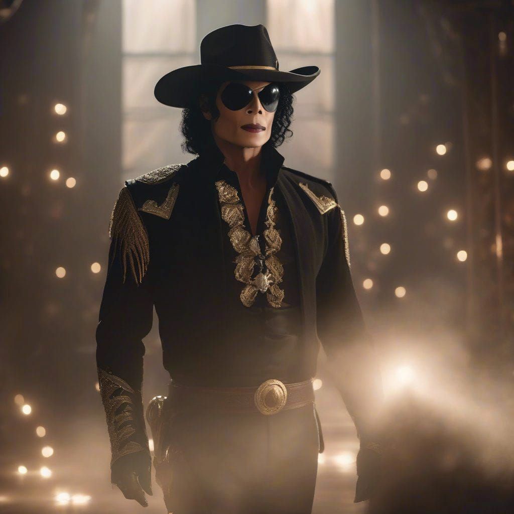 Portrait of Michael Jackson as Space Pirate from disney movie "Pirates of the space". Intricate _details. Elaborate back...