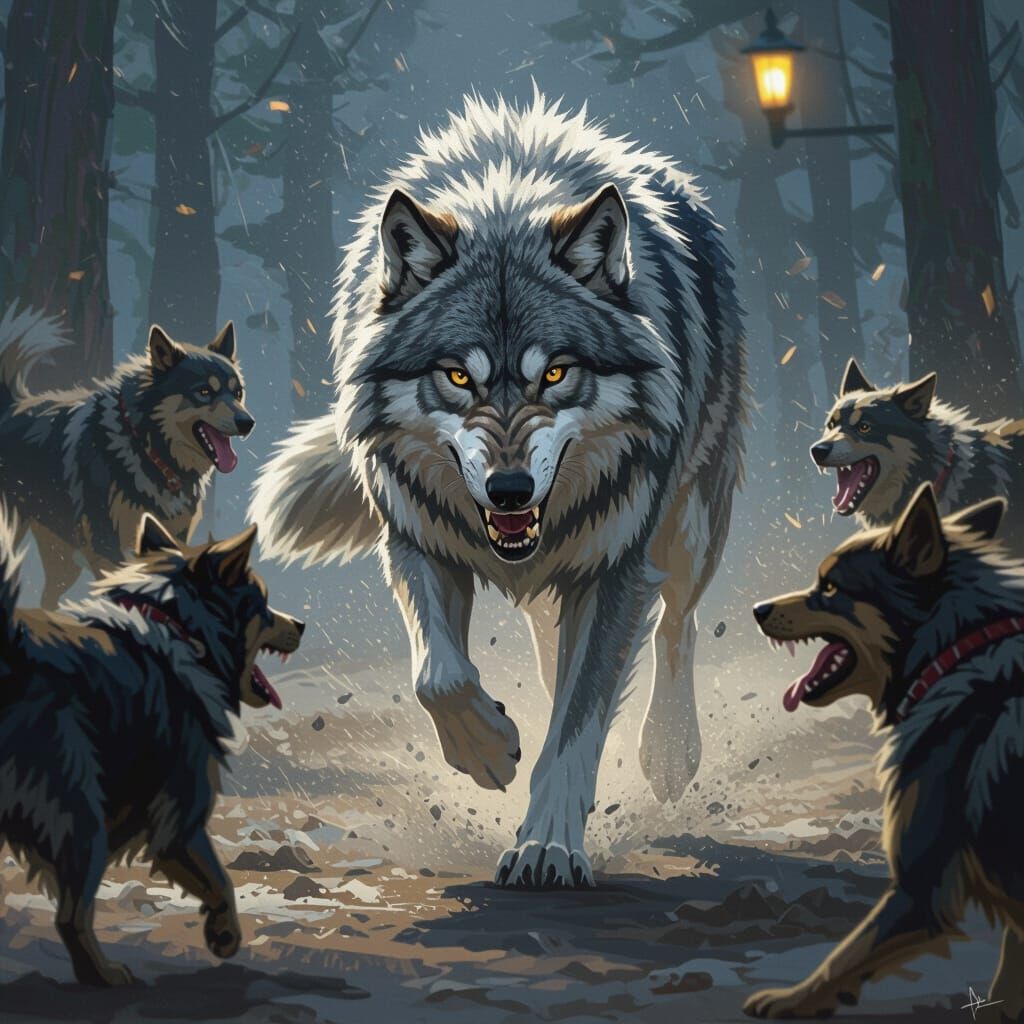 Wolf Rescue: Ultra-Realistic Digital Illustration