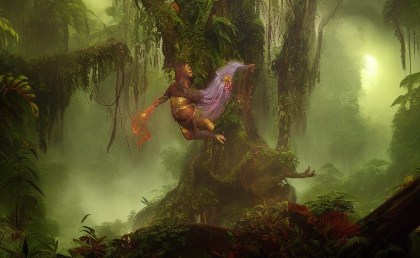 Amazonian Divine Ghost: Detailed Matte Painting