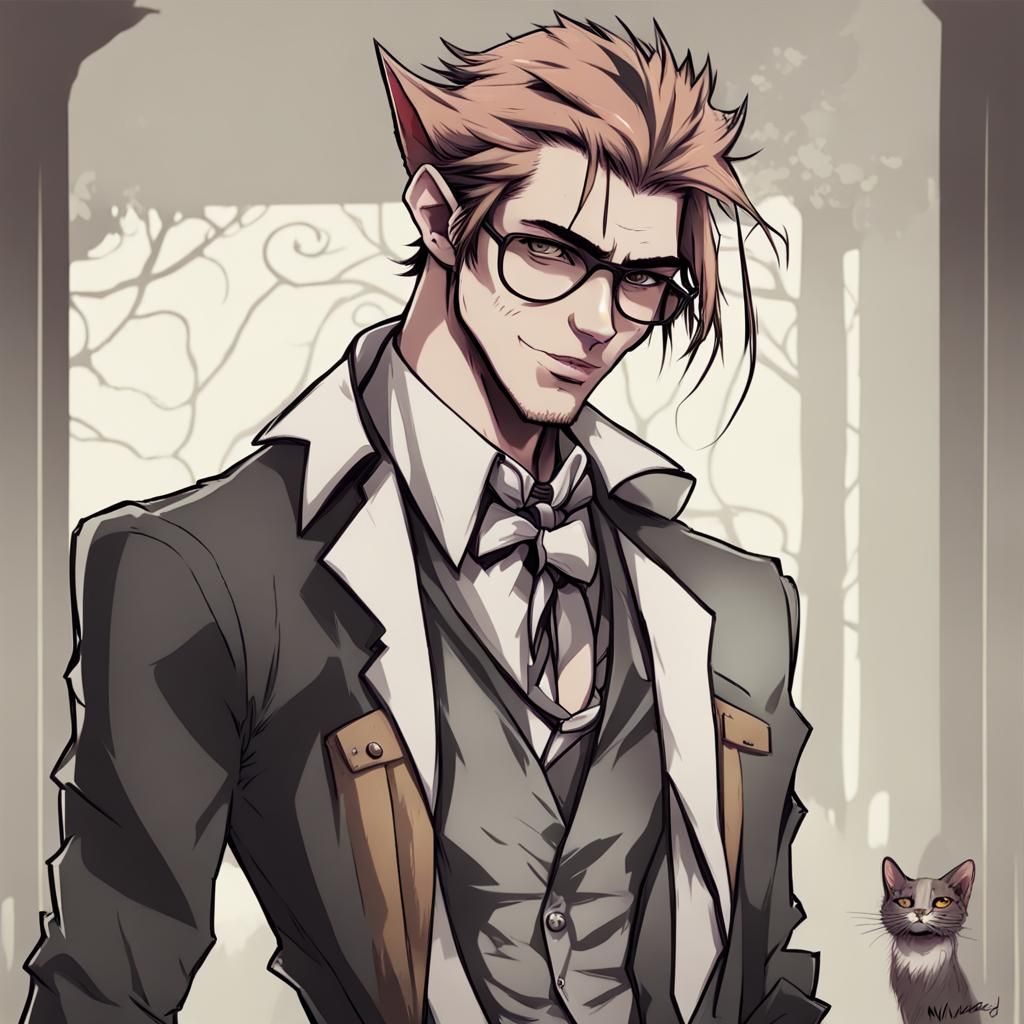 Anime Style Male Werecat Character
