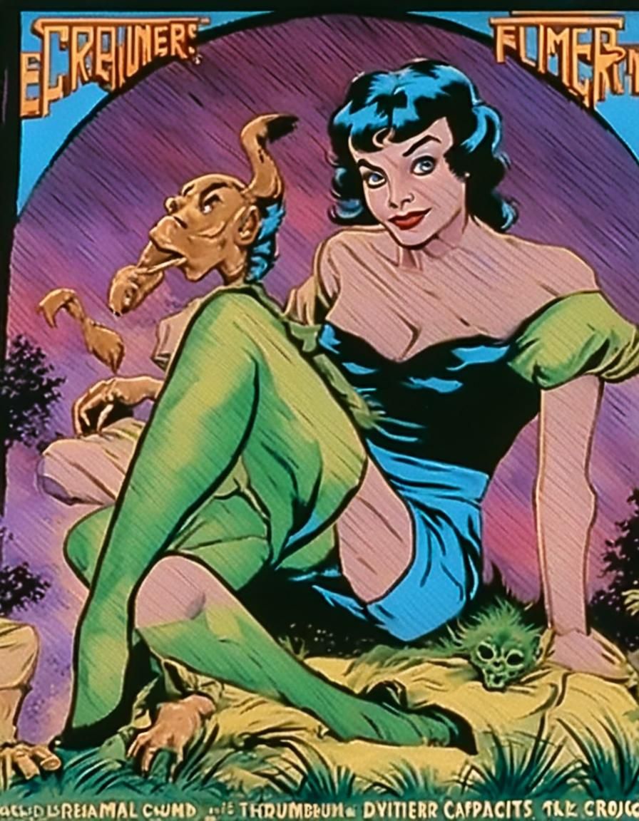 Surreal Dark Fantasy Character in 90s VHS Style