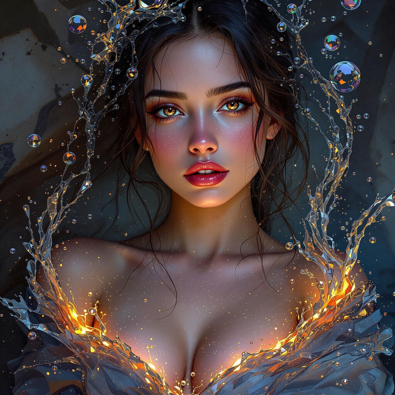 Lovely Stranger Portrait with Paint Splash Echoes