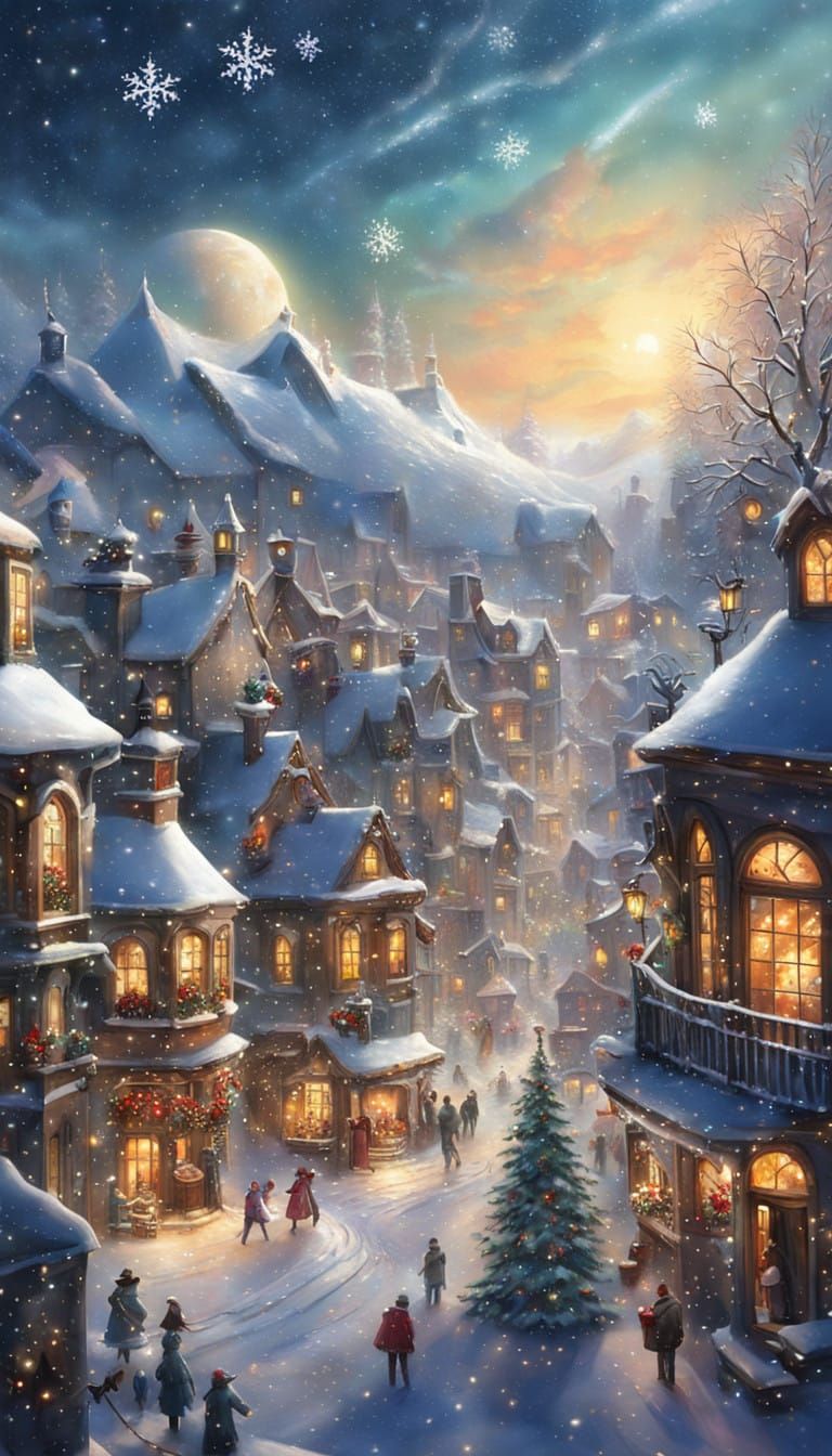 Whimsical Winter Wonderland Village in Festive Splendor