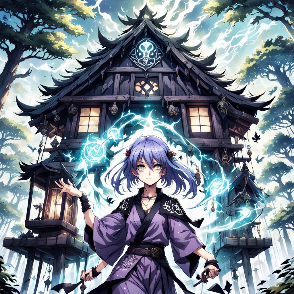 Muscular Magic Caster Girl in Anime Style