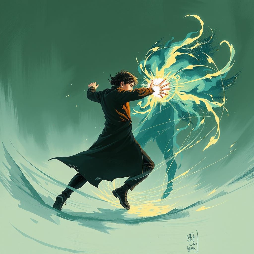 Dynamic Punch with Ethereal Aura, Digital Art