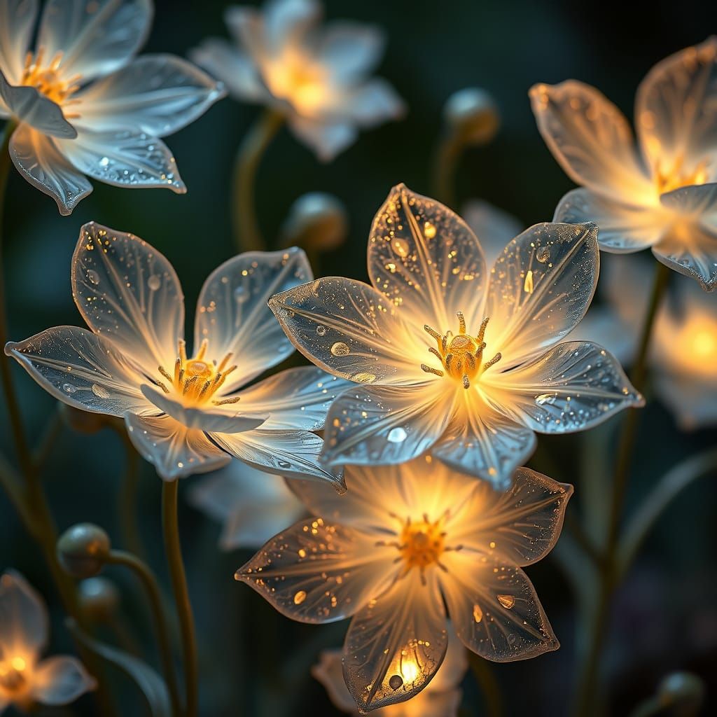 Ethereal Art Nouveau Flowers with Glass Petals