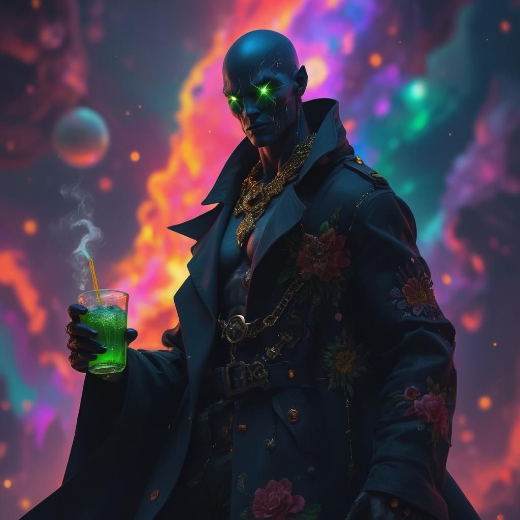 Hyperrealistic Spaceship Captain in Galactic Trench Coat