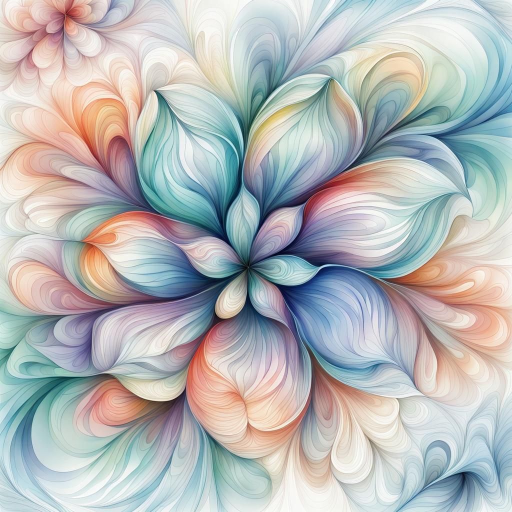 Fantasy Flower with Delicate Watercolor Petals
