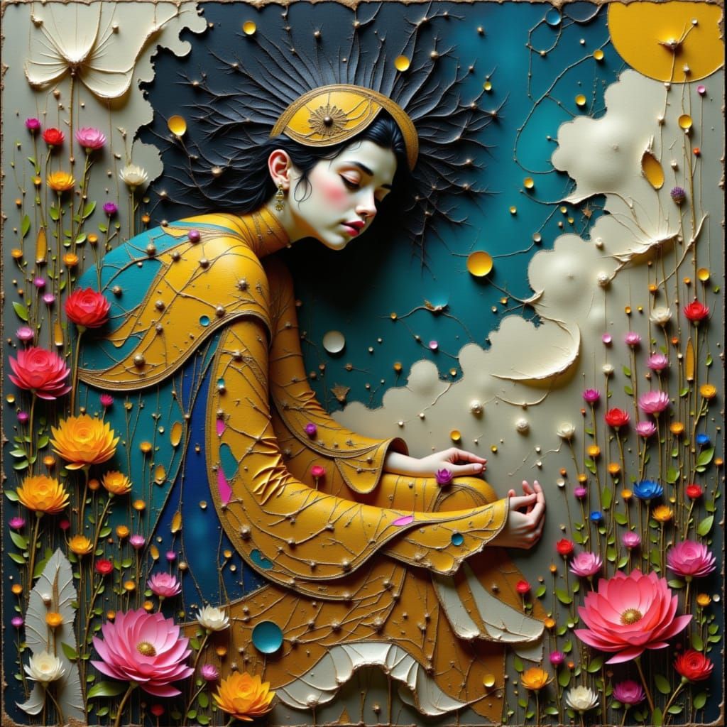 Surreal Dreamer in Baroque Cubist Landscape