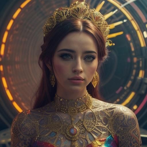 Hyperrealistic Portrait of Woman with Futuristic Jewelry