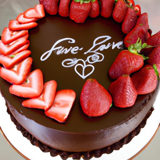 Heart-Shaped Chocolate Cake with Strawberries