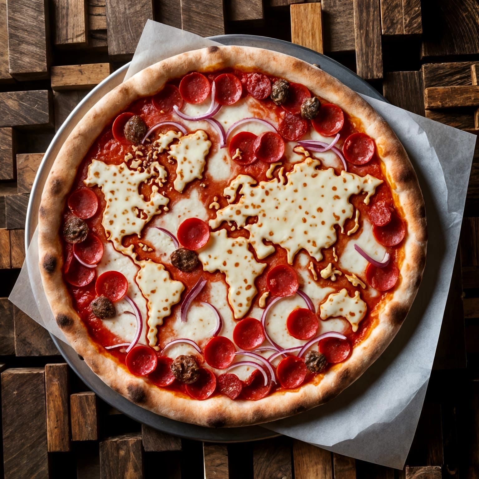 World Map Neapolitan Pizza with Golden Crust
