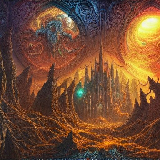 Cosmic Magic Academia in Gothic Art Style