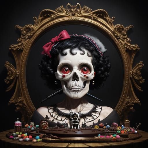 Chocolate Betty Boop Skull Still Life