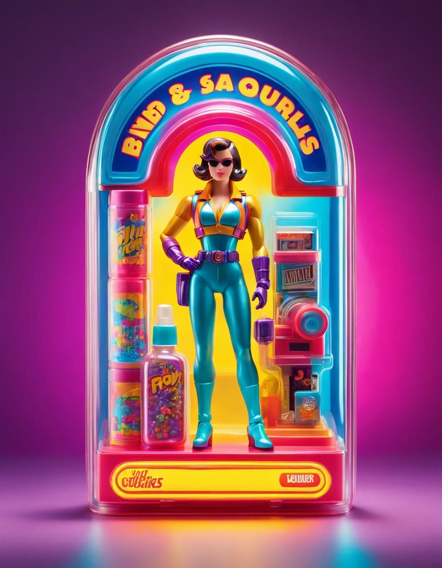 Retro-style collectible packaging.