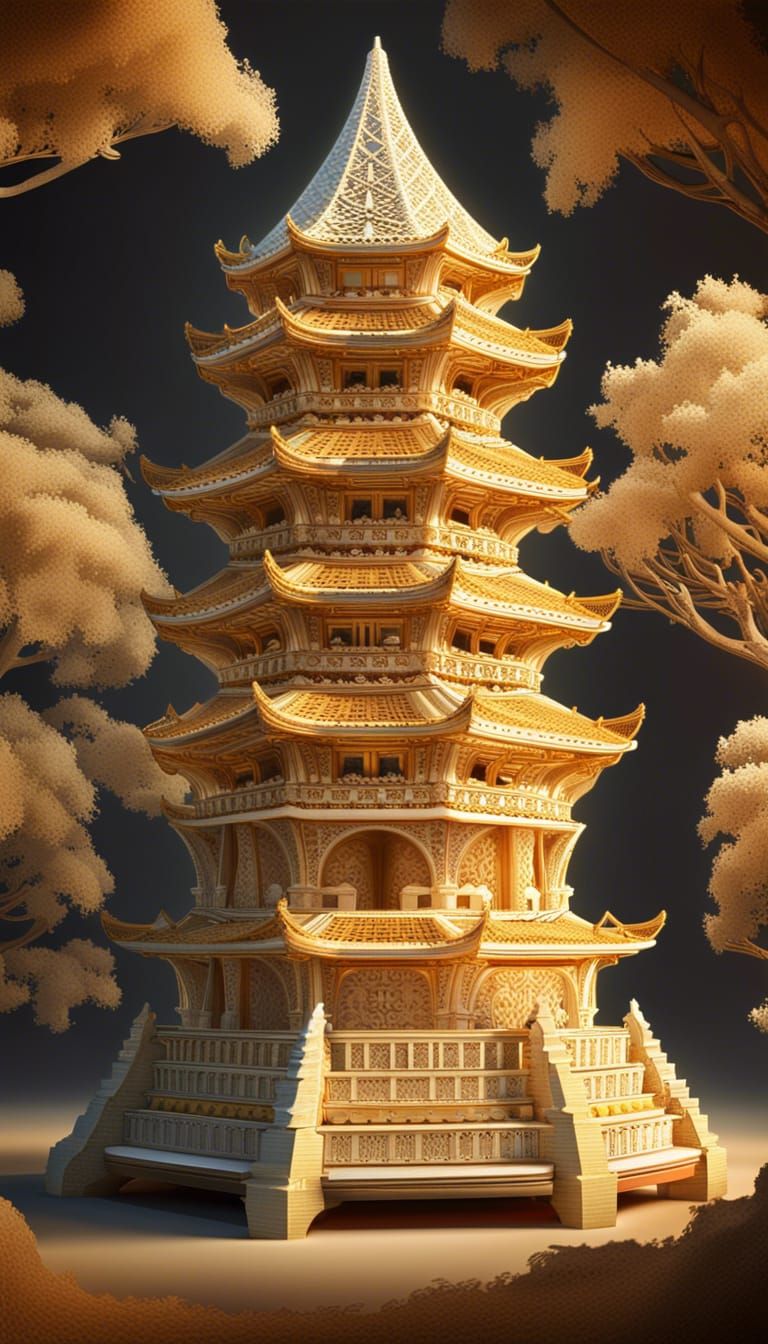 Parmesan Pagoda: Hyperrealistic Cheese Architecture