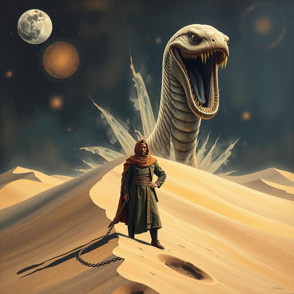 Fremen Sandworm Dreamscape: Impasto Heavy Metal Fusion