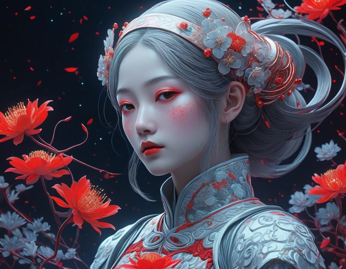 Ethereal Protagonist in Futuristic Fairycore Abstract