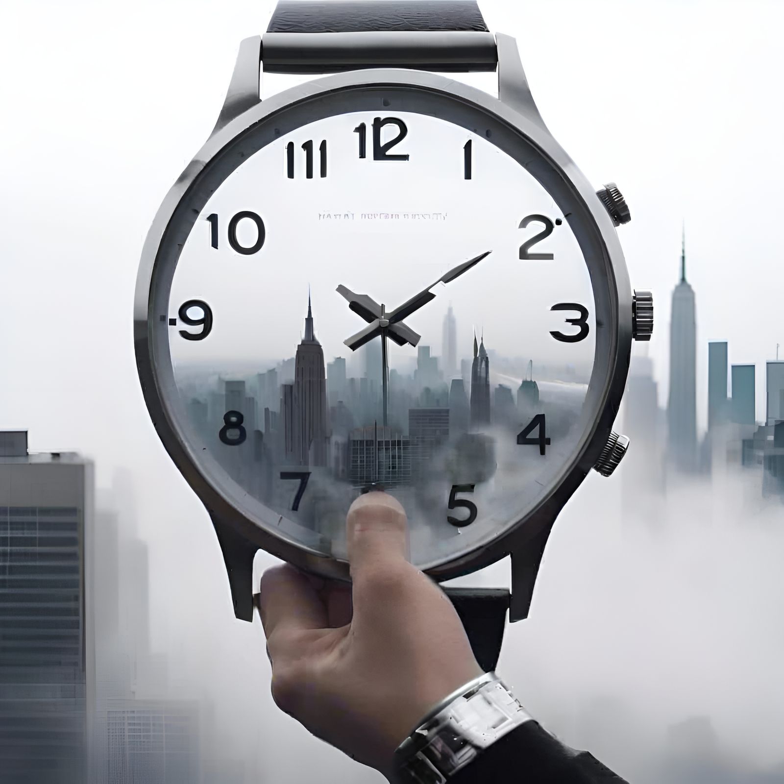Giant Wristwatch Over New York City Skyline