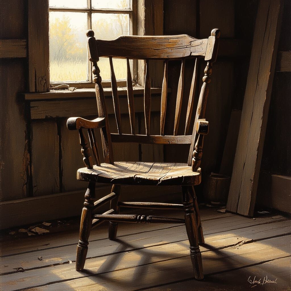 Rustic Wooden Chair in Soft Lighting