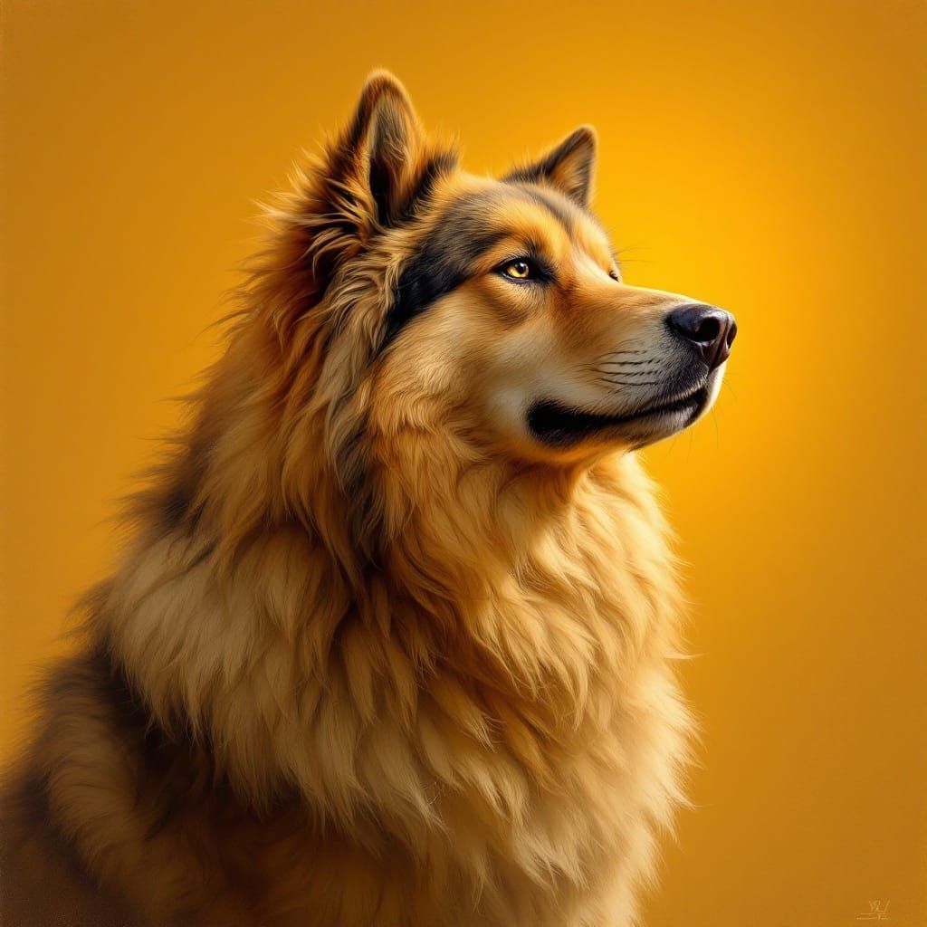 Majestic Dog Portrait with Detailed Fur Texture