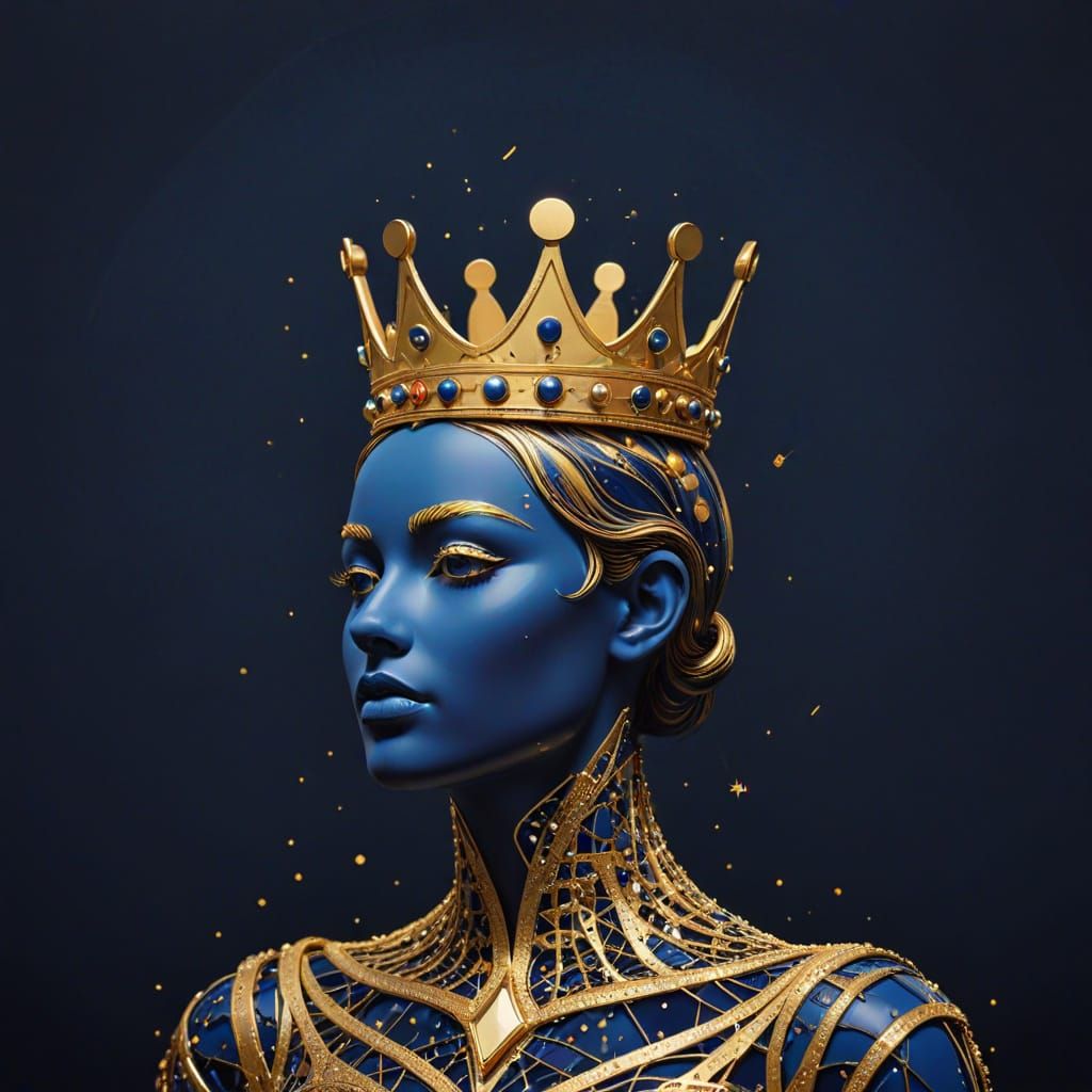 Golden Stick Figure in Regal Attire