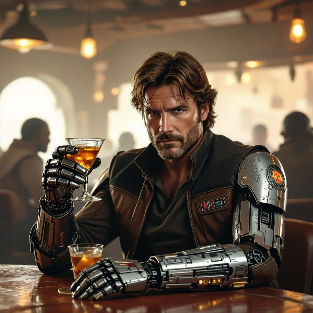 Han Solo with Steampunk Arm in Mos Eisley Cantina