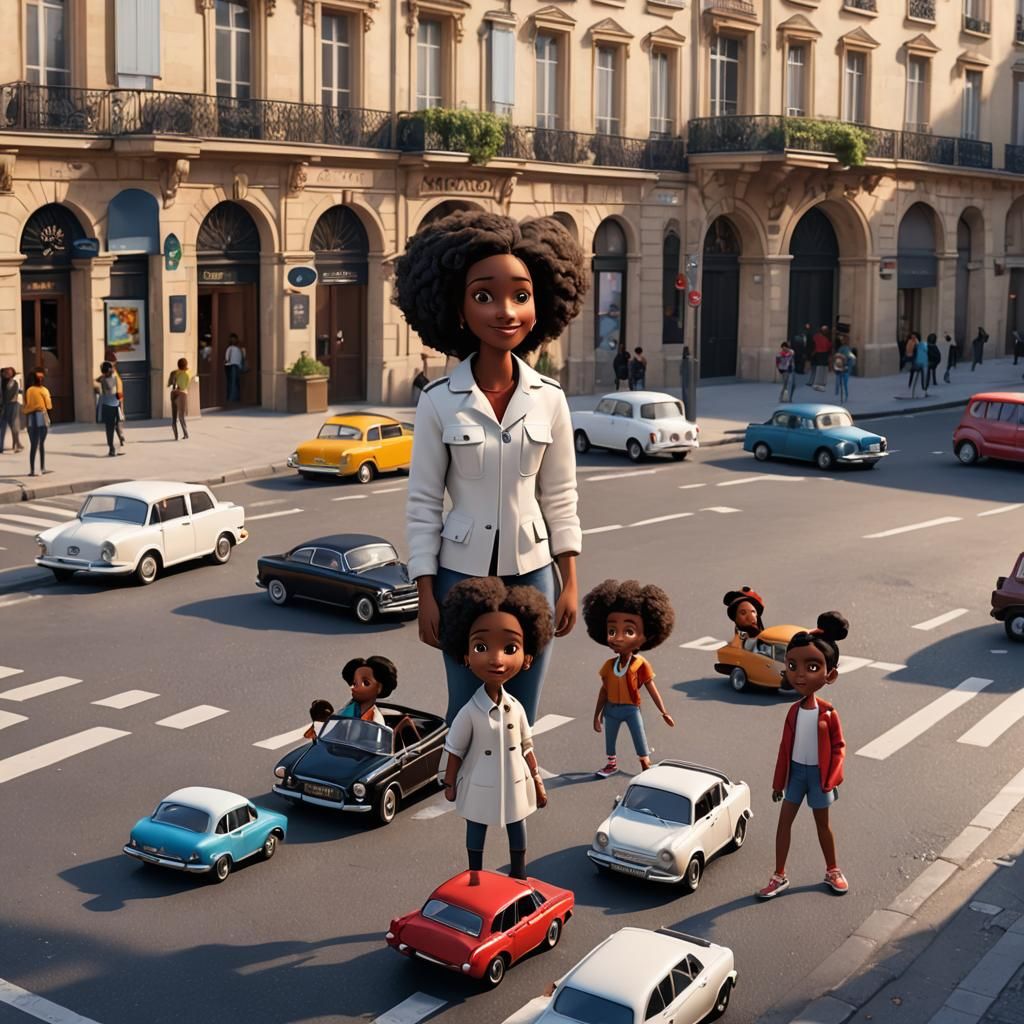 Friends Enjoying Show in Paris as 3D Digital Art