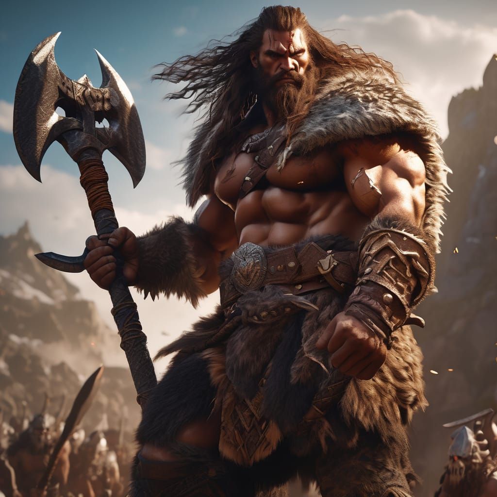 Fantasy Barbarian Concept Art with Great Axe