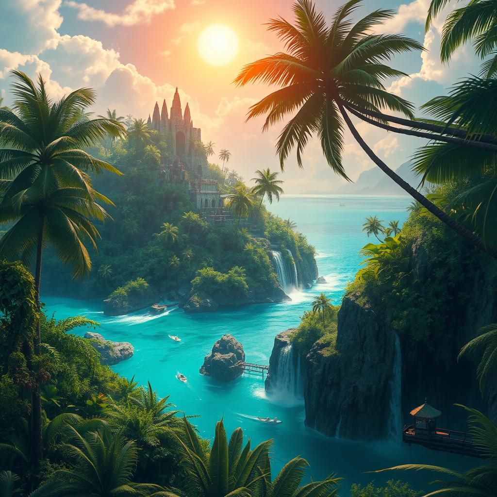 Tropical Island Dreamscape: Fantasy Matte Painting